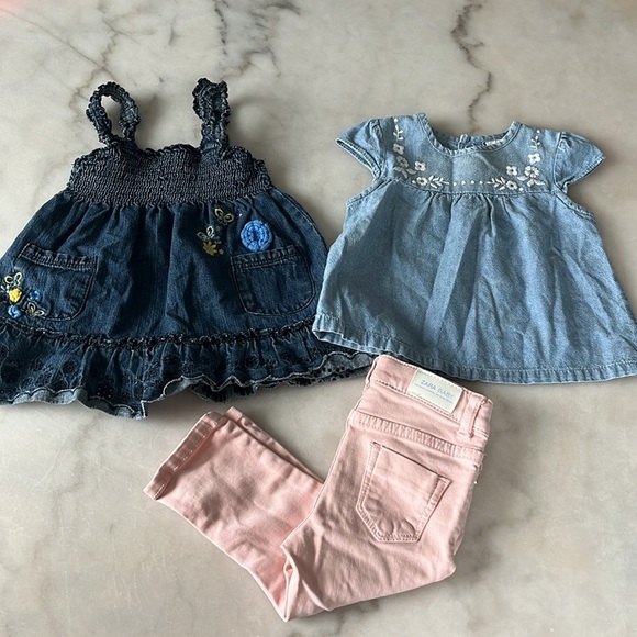 Zara Baby Girl Jean Children’s Place Denim Tunic Dress Denim Top Bundle 6 Months - Picture 14 of 15